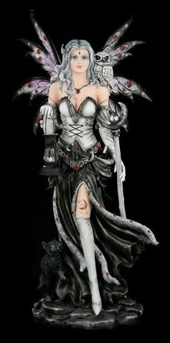 Elfen Statue 140 Cm Mit Katze XXL - Black Magica