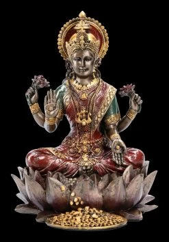 Lakshmi Figur Auf Lotusblüte Bronzefarben -Figuren Deko Verkauf 2D FS17616 Lakshmi Figur auf Lotusbluete bronzefarben 1 1280x1280