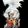 Weiße Drachen Figur Groß - Attackiert Burg
