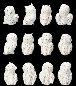 Schneeeulen Figuren - Niedliches 12er Set -Figuren Deko Verkauf 2D FS23278 Schneeeulen Figuren Niedliches 12er Set hinten 1280x1280