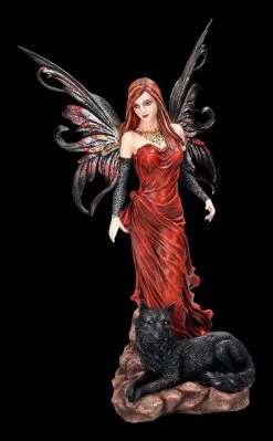 Elfenfigur - Mysta Mit Schwarzem Wolf