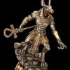 Anubis Krieger Figur Auf Felsen - Bronziert