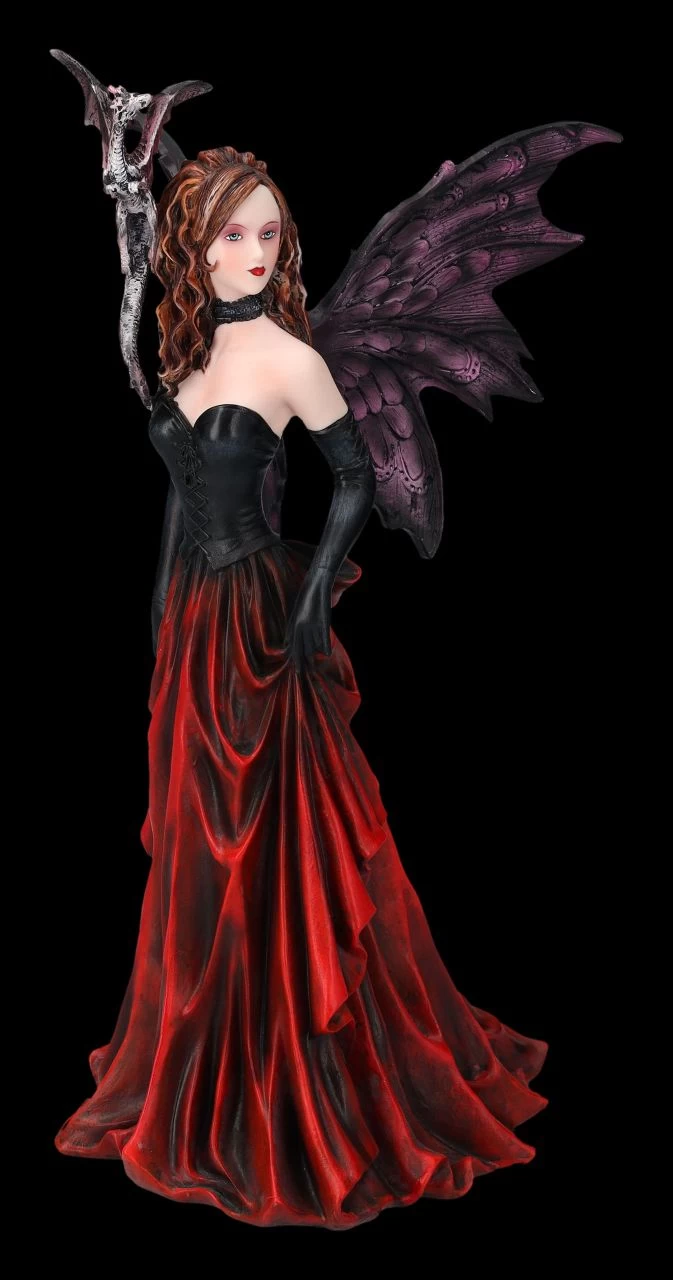 Elfen Figur - Elowen Im Gothic Look Mit Drache 3 Elfen Figur - Elowen Im Gothic Look Mit Drache
