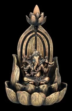 Backflow Räucherhalter - Ganesha Auf Lotus -Figuren Deko Verkauf 2D FS24362 Backflow Raucherhalter Ganesha auf Lotus 2 1280x1280