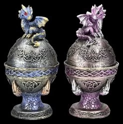 Drachen Schatulle 2er Set - Faberge Ei Blau-lila