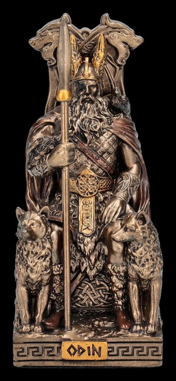 Odin Figur Klein Auf Thron Mit Wölfen 4 Odin Figur Klein Auf Thron Mit Wölfen – Bild 2