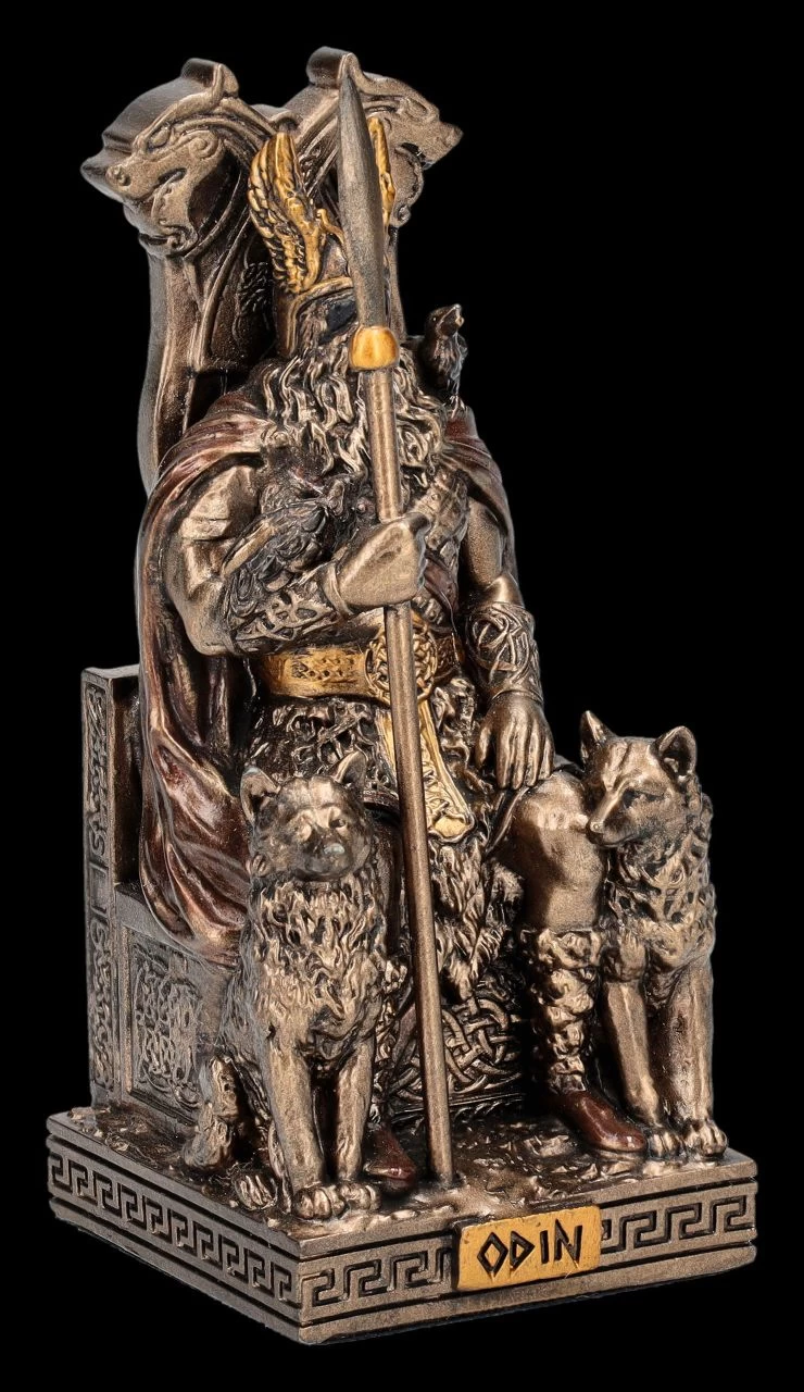 Odin Figur Klein Auf Thron Mit Wölfen 5 Odin Figur Klein Auf Thron Mit Wölfen – Bild 3
