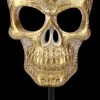 Goldfarbene Totenkopf Maske Auf Metall Ständer