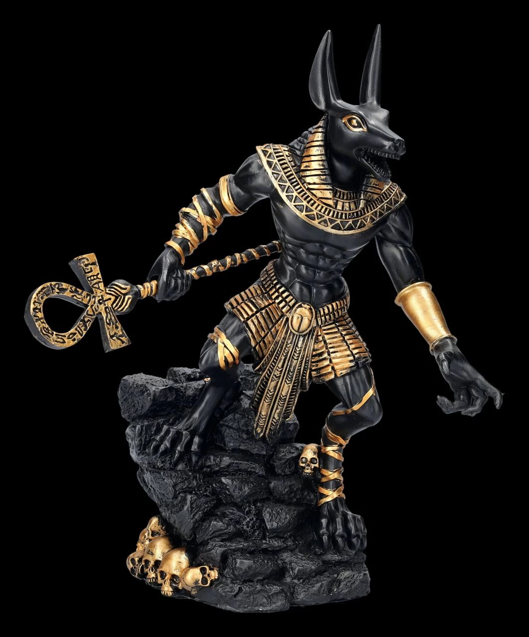Figuren Deko Verkauf -Figuren Deko Verkauf FS23927 Anubis Krieger Figur auf Felsen schwarz