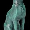 Bastet Figur - Ägyptische Katze In Bronze-Grünspan-Optik